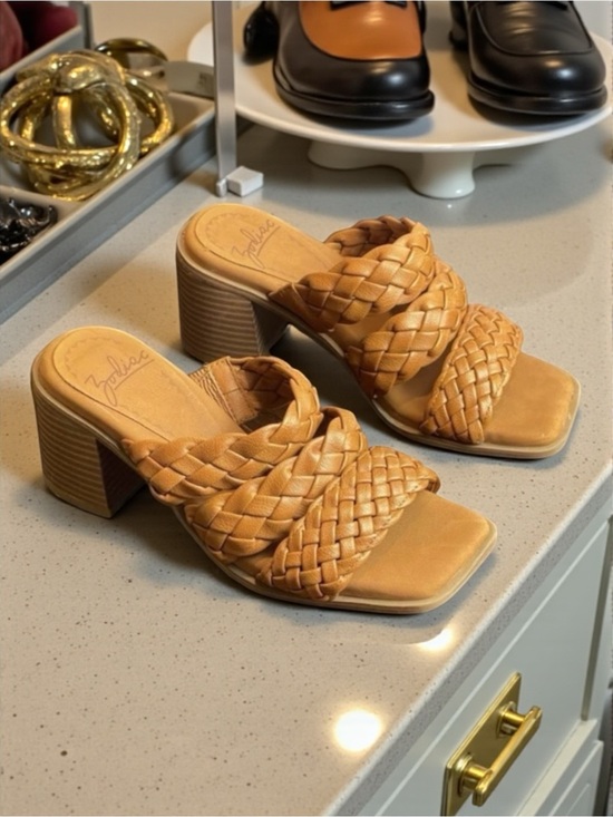 Zodiac Shoes - Zodiac Sandals Womens 7 Lilah Brown Braidied Slip On Chunky Heel Shoes​
